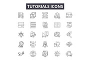 Tutorials line icons for web and