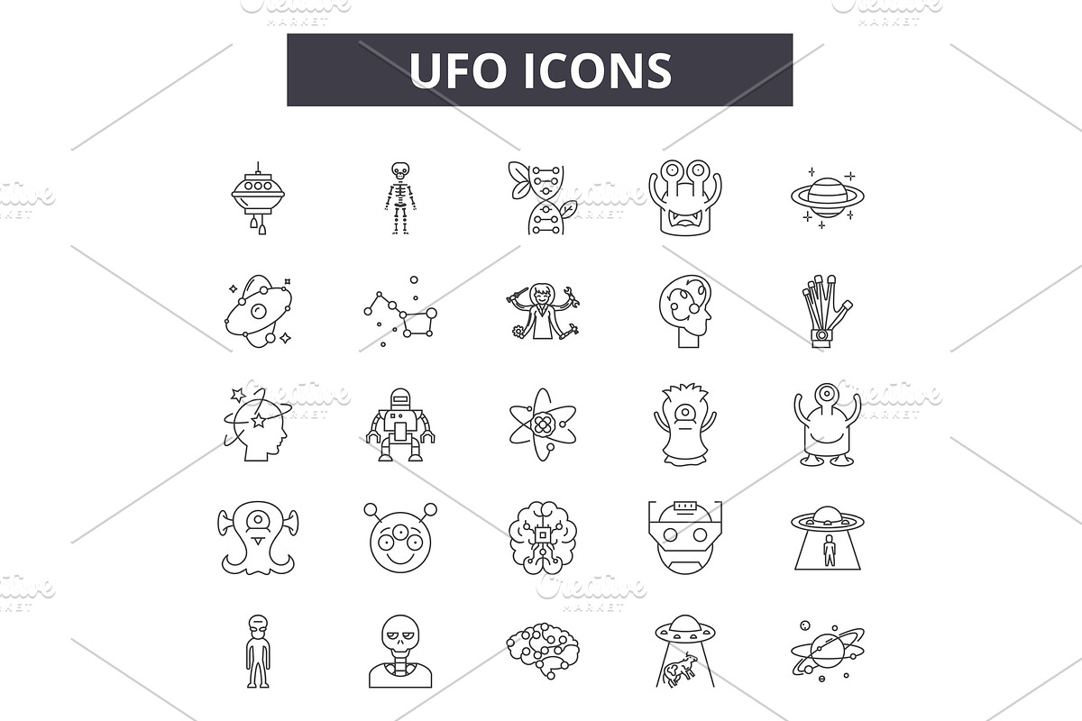 Ufo line icons for web and mobile in Illustrations - product preview 8