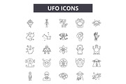 Ufo line icons for web and mobile