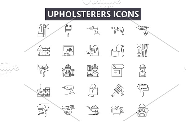Upholsterers line icons for web and
