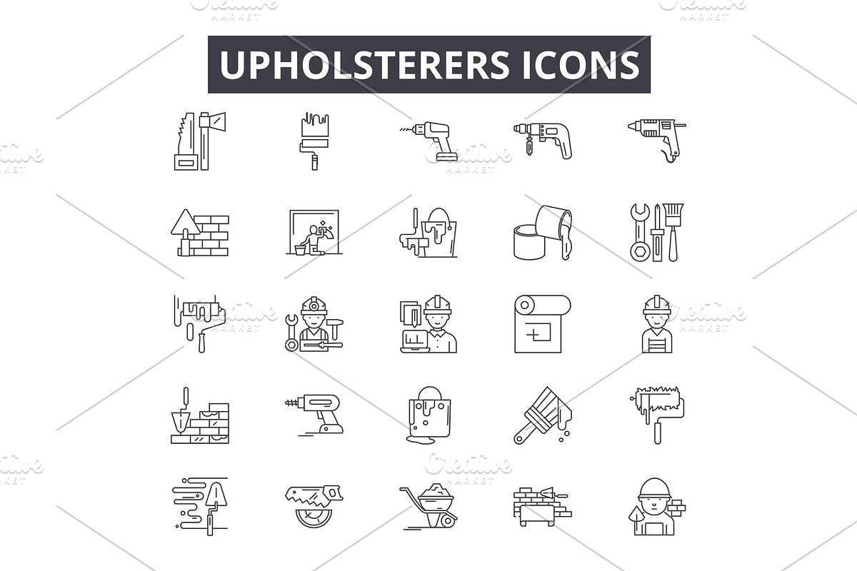 Upholsterers line icons for web and in Illustrations - product preview 8
