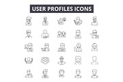 User profiles line icons for web and