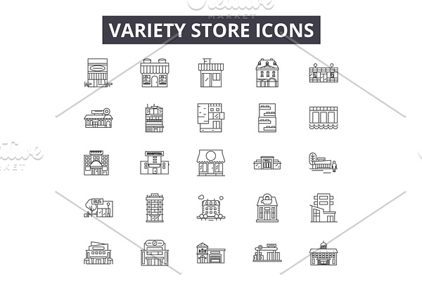 Variety store line icons for web and
