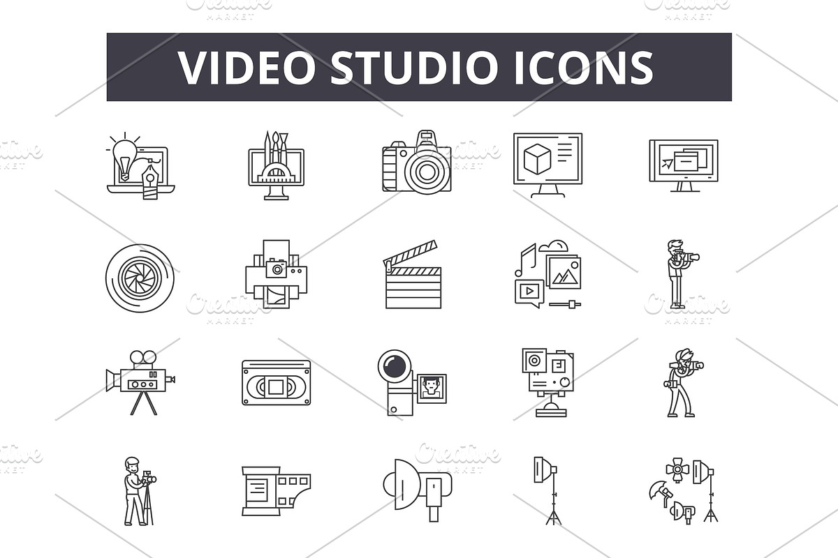 Video studio line icons for web and in Illustrations - product preview 8