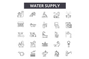 Water supply line icons for web and