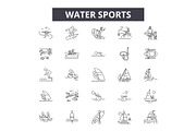 Water sports line icons for web and