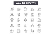 Way to success line icons for web