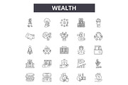 Wealth line icons for web and mobile