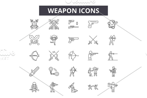 Weapon line icons for web and mobile