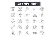 Weapon line icons for web and mobile