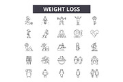 Weight loss line icons for web and