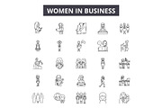 Women in business line icons for web