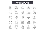Workwear line icons for web and