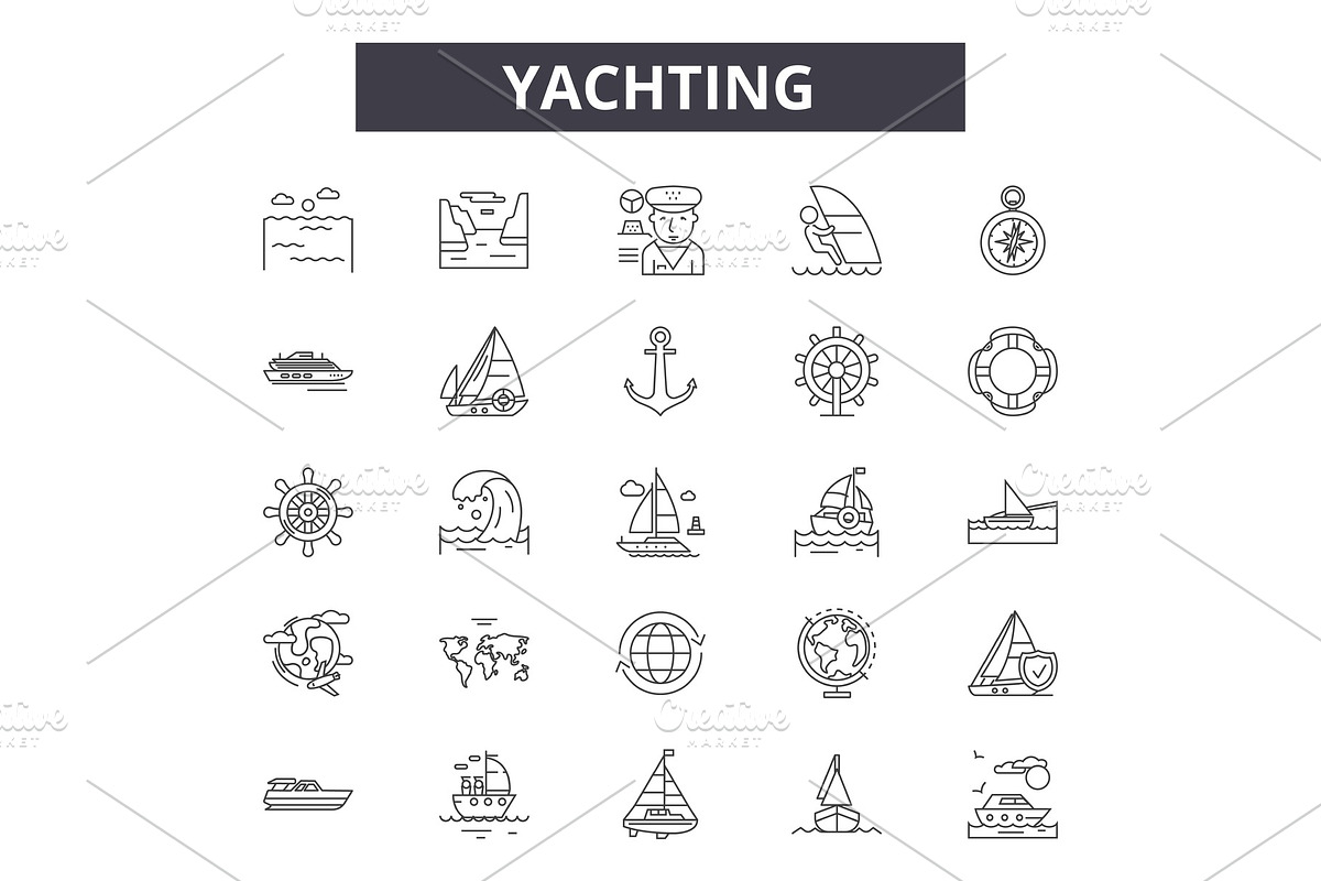 Yachting line icons for web and in Illustrations - product preview 8
