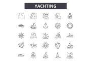Yachting line icons for web and