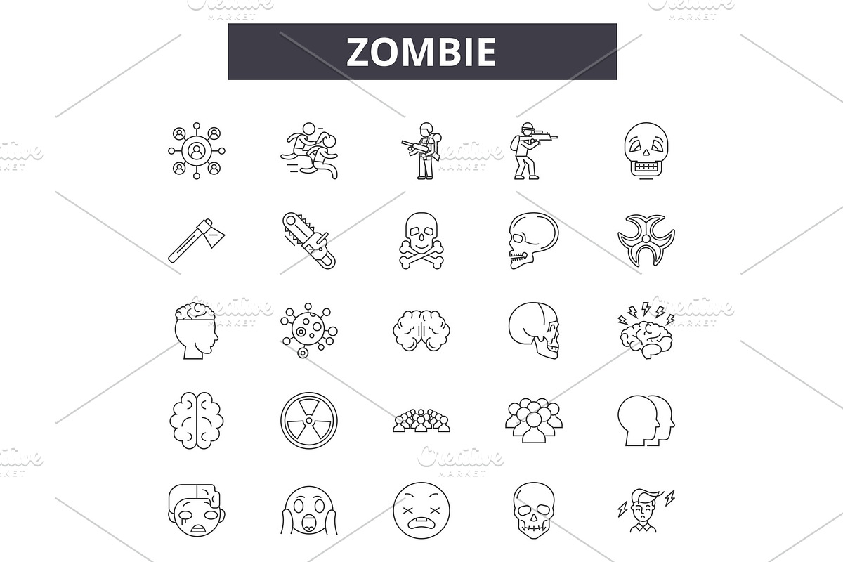 Zombie line icons for web and mobile in Illustrations - product preview 8