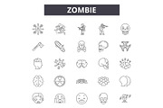 Zombie line icons for web and mobile
