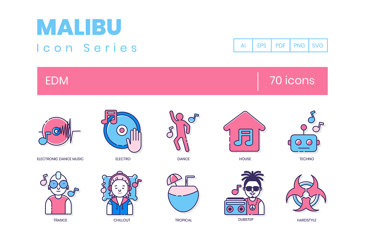 70 EDM Icons | Malibu Series in Video Game Icons - product preview 8