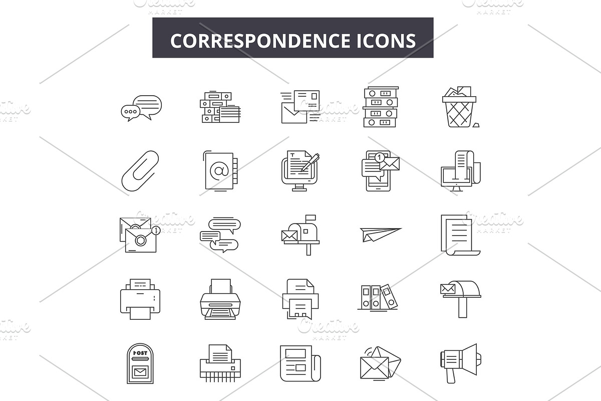 Correspondence line icons for web in Illustrations - product preview 8