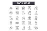 Food store line icons for web and