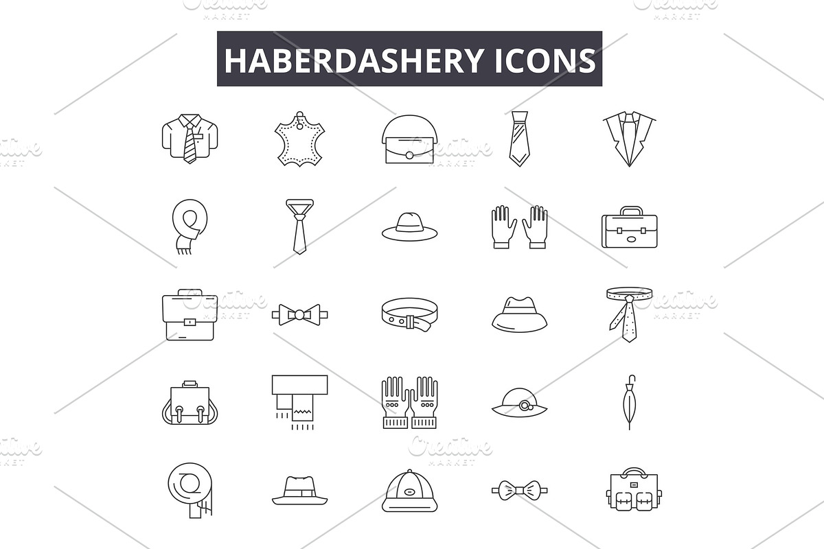 Haberdashery line icons for web and in Illustrations - product preview 8