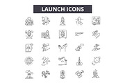 Launch icon line icons for web and