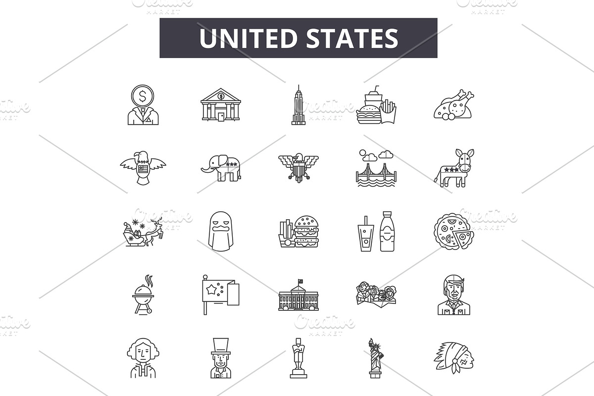 United states line icons for web and in Illustrations - product preview 8