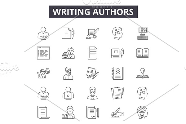 Writing authors line icons for web