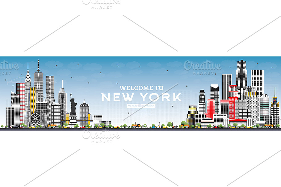 Welcome to New York USA Skyline in Illustrations - product preview 8
