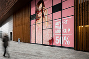 Large glass wall advertising mockup