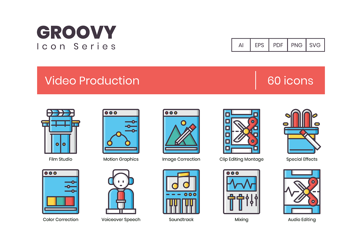 60 Video Production Icons in Movie Icons - product preview 8