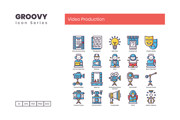 60 Video Production Icons in Movie Icons - product preview 3