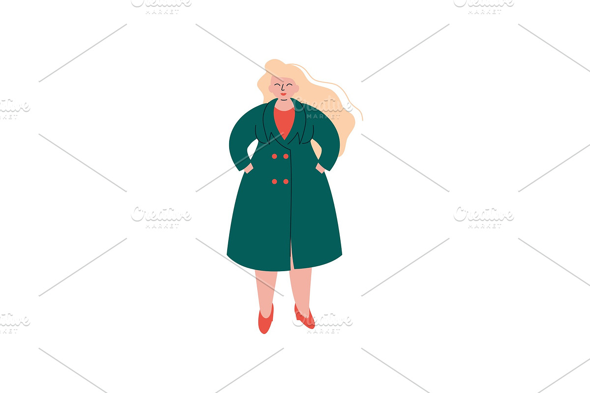 Attractive Blonde Curvy Girl in in Illustrations - product preview 8