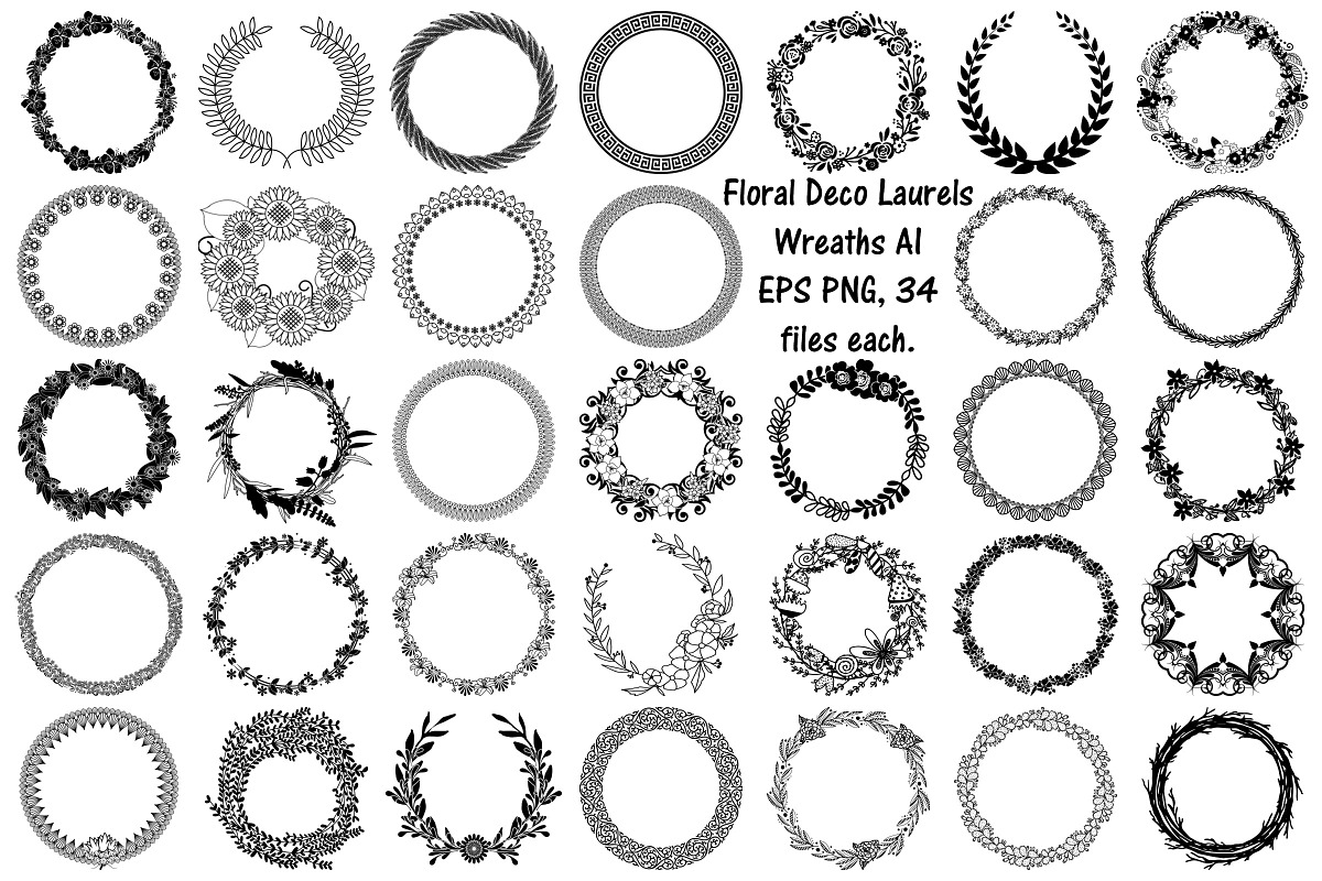 Floral Deco Laurels Wreaths Vector in Illustrations - product preview 8