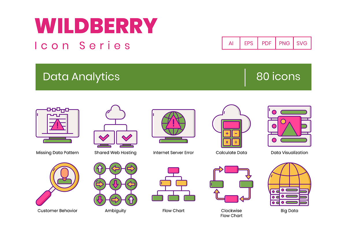 80 Data Analytics Icons | Wildberry in Server Icons - product preview 8
