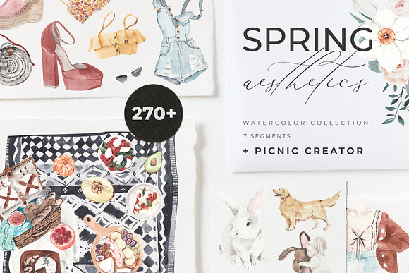 SPRING AESTHETICS + Picnic clipart in Illustrations - product preview 10