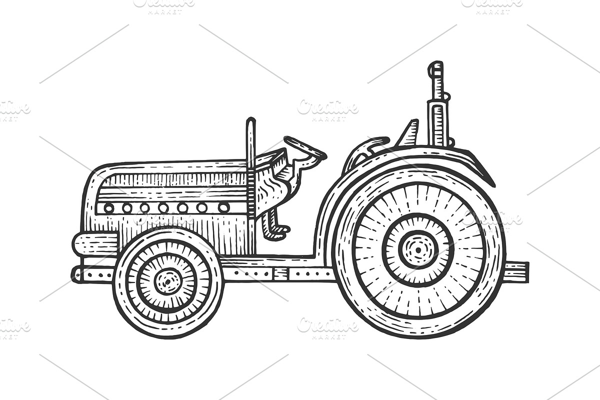 Agricultural tractor sketch in Illustrations - product preview 8