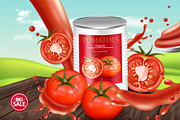 Canned tomato mockup package