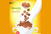 Chocolate cereals mokup with milk