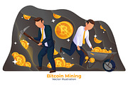 Bitcoin Mining - Vector Illustration