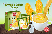Sweet corn soup package mockup