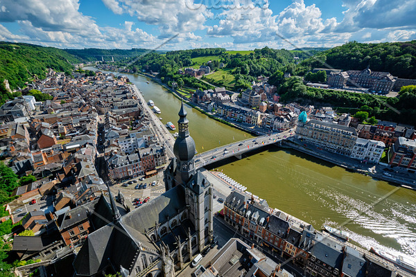 Aerial view of Dinant town, Belgium