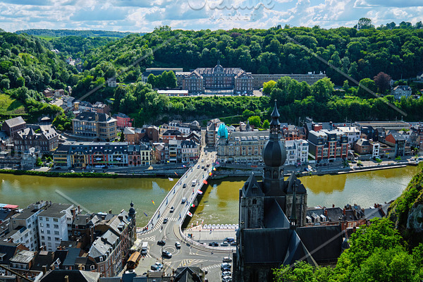 Aerial view of Dinant town, Belgium