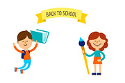 Cute children. Back to school banner