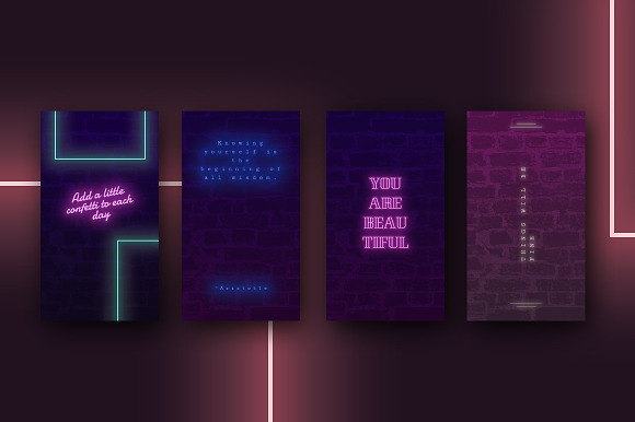 ANIMATED Instagram Story Quotes-Neon in Instagram Templates - product preview 4