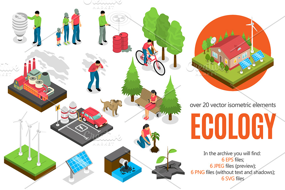 Ecology Isometric Set in Illustrations - product preview 8