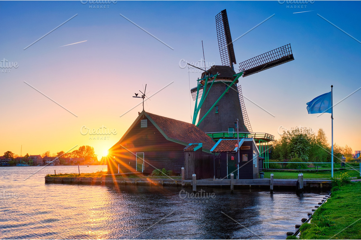 Windmills at Zaanse Schans in in Graphics - product preview 8