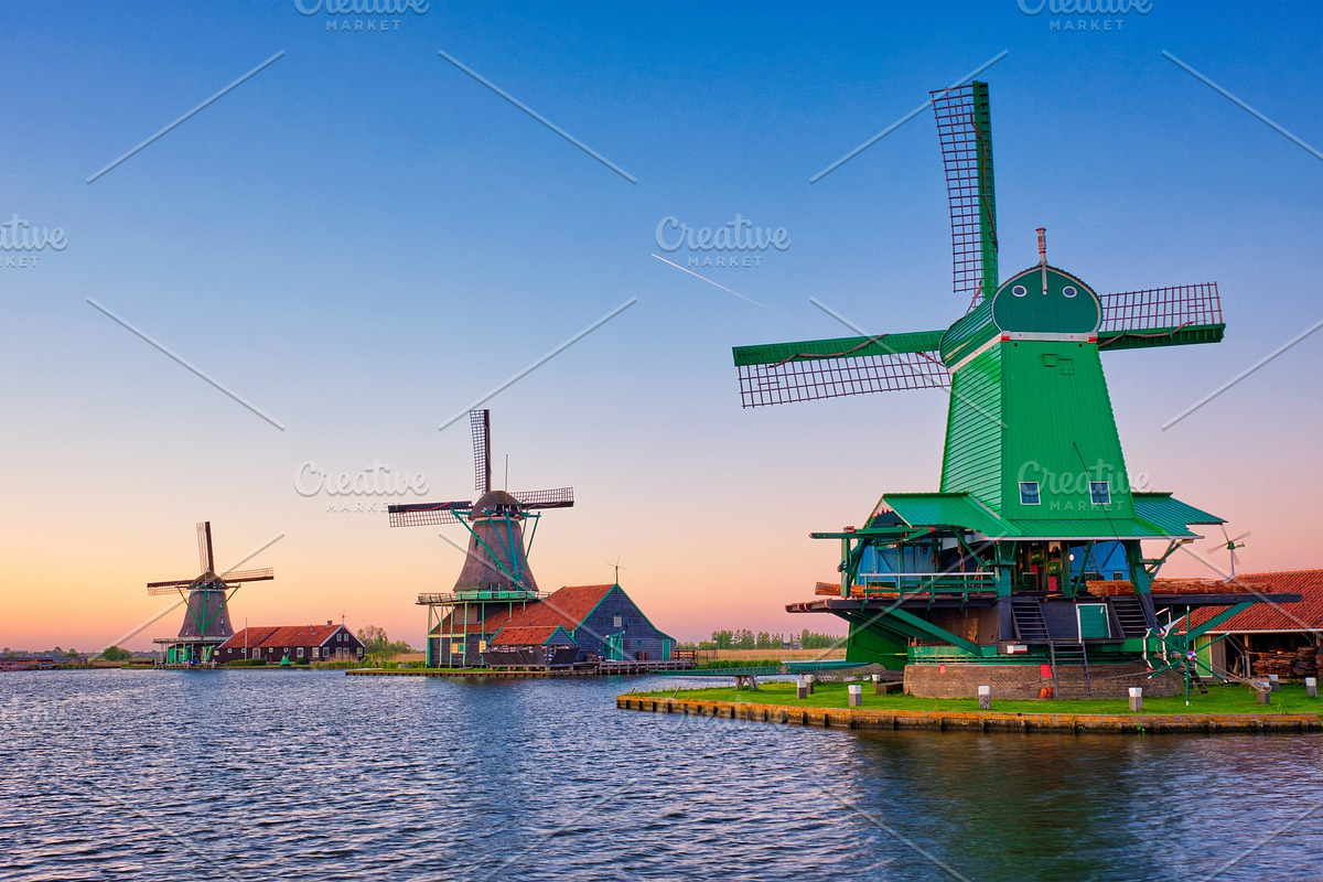 Windmills at Zaanse Schans in in Graphics - product preview 8