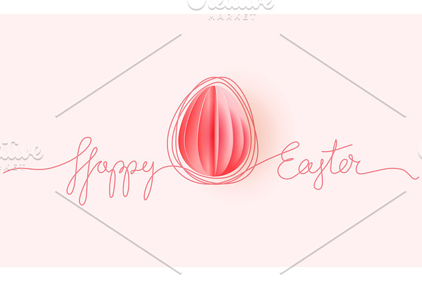 Happy Easter card. Hand drawn Line