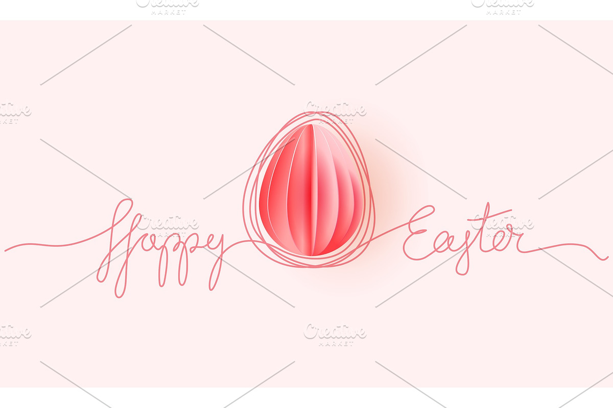 Happy Easter card. Hand drawn Line in Illustrations - product preview 8
